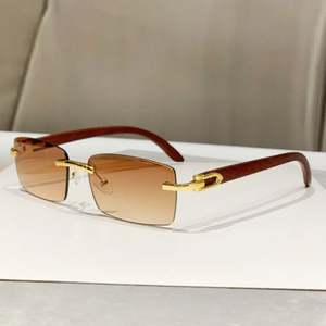 Gafas de Sol Personalizadas con Logotipo, de Lujo, para Hombre y Mujer, con Corte de Diamante, Montura Cuadrada Pequeña, Sin Montura - Product Image 4