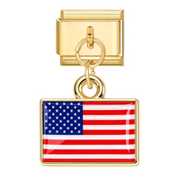 Bracelet à breloques italien en acier inoxydable avec élément drapeau, module DIY, pendentif à assembler, accessoire polyvalent transfrontalier