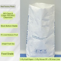 Sac composite en papier kraft de qualité alimentaire avec doublure tissée en PP/PE, fond carré, écologique, pour l'emballage d'amidon alimentaire, d'additifs et de mélanges de boulangerie, certifié BRC