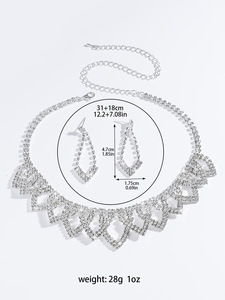 Parure de bijoux en cuivre géométrique élégante et romantique, collier et boucles d'oreilles de mariée en gros pour une romance intemporelle - Product Image 6