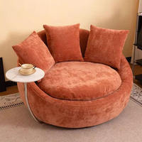 Fauteuil pivotant rond moderne, fauteuil de détente en tissu chenille pivotant à 360 degrés avec coussins pour salon, hôtel