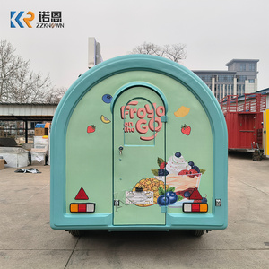 Truk Makanan Es Krim Hijau Mint Kustom, Gerobak Yogurt Beku Mobile dengan Billboard Atas dan Jendela Layanan - Product Image 5