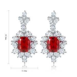Boucles d'oreilles pendantes en argent sterling 925 plaqué rhodium avec rubis, style vintage de luxe léger, pour femme, idéales pour mariage ou cadeau de fête - Product Image 1