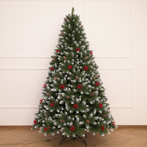 <b>Lighted</b> Pointed-Tip White Flocked PVC Automatic Christmas <b>Tree</b> with Berries, for Living Room & Mall Christmas Decoration - Product Image 4