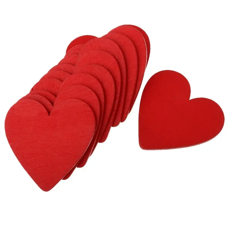 50pcs/bag 30mm Wooden Red Hearts Wedding Crafts Slices Chips Cardmaking Toppers Scrapbooking Decroations