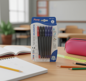 Plenny <b>Ballpoint</b> <b>Pens</b> 1.0mm Medium Ink Blue Black Red Office School Writing Supplies 6pcs Pack - Product Image 2