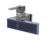 SANIVITAL Robinet de lavabo moderne de luxe en aluminium avec affichage numérique LED, lumière d'ambiance, céramique, eau chaude/froide, monotrou, monocommande