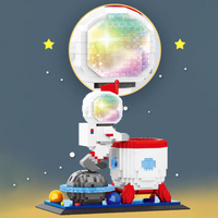 Ensemble de mini-blocs de construction à assembler avec lumière LED, série Astronaute Spatial, porte-crayons fusée et figurine astronaute, ensembles de briques
