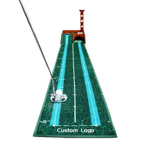 New Solid Wood Golf Putting Mat High Quality Golf Gift Golf Putting Trainer With Electric Ball Returner For Indoor Outdoor Use