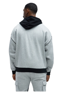 Sudadera con Capucha Extra Grande para Hombre, Diseño Personalizado, Dos Tonos en Contraste, Gris y Negro, Felpa de Algodón, Bolsillo Tipo Canguro, Venta Caliente en la Feria de Cantón - Product Image 2