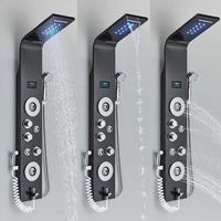 Ensemble de robinets de douche à lumière LED noire salle de bain SPA Massage Jet système de colonne de douche cascade panneau de douche de pluie Bidet pulvérisateur robinet