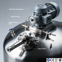 Tanque de Fermentación de Alcohol, Fermentador de Destilería, Acero Inoxidable 304, Sanitario, con Chaqueta, 200L, Motor PLC para Whisky, Vodka, Ron, Vino