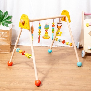 Tapis d'éveil en bois souple pour bébé avec anneaux suspendus, pour l'exercice, l'entraînement de la préhension et la marche - Product Image 4