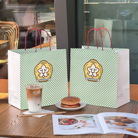 Sac en papier kraft personnalisé avec poignée, jetable, recyclable, biodégradable, imprimé sur mesure, sac à emporter pour restaurant de Laksa de Singapour