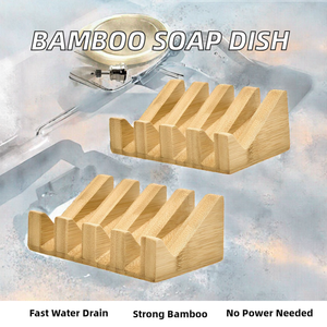 Bamboo <b>Soap</b> Dish Quick Drainage Bar <b>Soap</b> Holder Tray Waterfall Self-Draining Durable No Electricity Required Shower Bathroom - Product Image 2