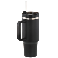 Gobelet isotherme sous vide en acier inoxydable de 40 oz avec paille et poignée, personnalisable avec logo, pour vin, vente en gros
