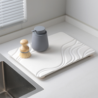 Plateau à vaisselle CC Super absorbant, absorption automatique de l'eau, anti-moisissure, avec pieds en bois pour usage domestique