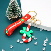 Rubberen schattige 3D PVC cartoon sleutelhanger kerstboom kerstman sneeuwpop nieuwjaarsdecoratie sleutelring accessoires