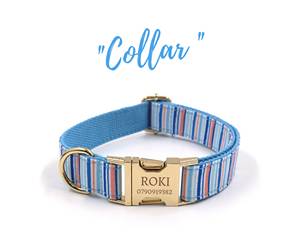 Chaleco pequeño y grande ajustable sin tirones para mascotas, conjunto de collar de correa de perro personalizado a rayas, arnés para cachorros - Product Image 5