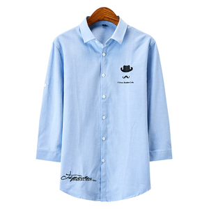 Camicie Oxford ricamate alla moda con bottoni bianchi da uomo <span class=keywords><strong>3</strong></span>/ <span class=keywords><strong>4</strong></span> manica corta 60 cotone 40 poliestere cs40 - Product Image 1