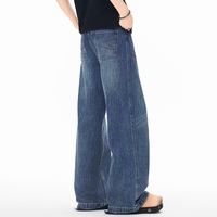 Jeans d'hiver bleus Y2K Hip Hop pour hommes et femmes - Coupe ample taille haute avec design évasé à jambes larges - Ensemble de jeans pour hommes