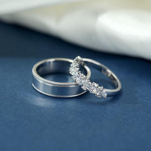 Custom 10K/14K/18K White Gold Lab Grown Diamond D Color VVS Clarity Brilliant Cut IGI Certified Wedding Couple <b>Ring</b> <b>Set</b> <b>Women</b> - Product Image 1