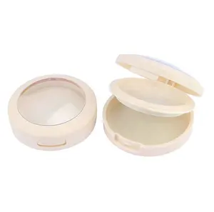 pearly light yellow color empty blush compact powder case