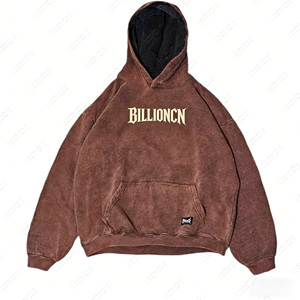 Tissu d'été personnalisé de haute qualité unisexe surdimensionné Baggy Boxy coton éponge lavé à l'acide poids lourd pour sweat à capuche - Product Image 1