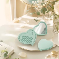 Miroir cosmétique pliable à main avec peigne, logo personnalisé, miroir de poche pour enfants, ensemble de voyage portable