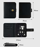 Kit de voyage avec adaptateur de type C, câble, portefeuille en cuir, connecteur de charge multiple, emplacement pour carte SIM, logo personnalisé, cadeau d'entreprise