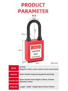 QVAND 38mm isolation sécurité verrouillage manille cadenas à clé identique maître serrures sécurité industrielle marque meilleur cadenas rouge - Product Image 2