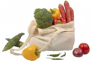 Sacs d'épicerie réutilisables Sac en filet en maille de coton biologique avec poignées Fond renforcé Shopping Groceries Beach Tote Produce bags - Product Image 2