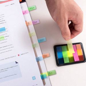 3 paquets de bandes d'indexation néon multicolores, étui de rangement, onglets de page auto-adhésifs amovibles, blocs-notes inscriptibles, étiquettes de lecture pour le bureau - Product Image 3