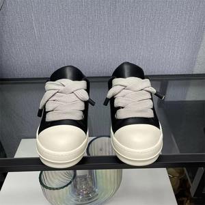 Zapatos casuales de cuero genuino negro al por mayor de fábrica, marca de lujo, zapatos de skate de suela gruesa a la moda, zapatos para caminar - Product Image 2