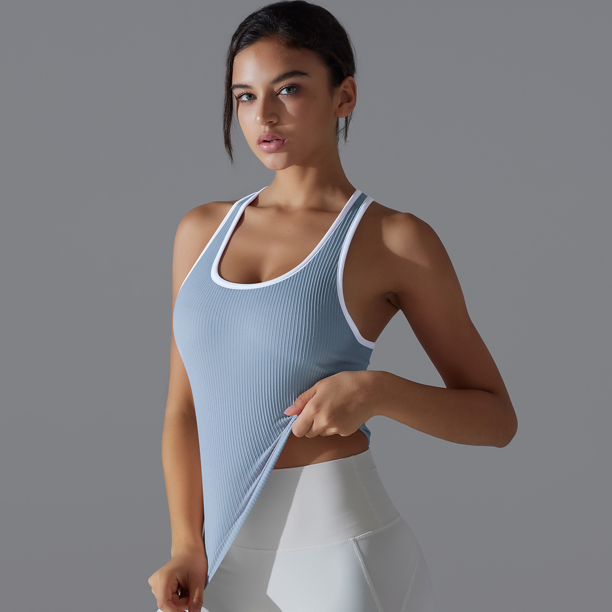 Yoga Back Strengthening Exercise Running Fitness Clothing Spandex/Nylon Seamless Sleeveless Wrinkle-Resistant Breathable Top