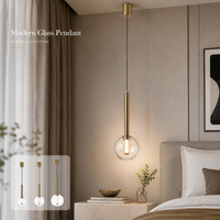 Lampe suspendue moderne pour chevet, boule de verre transparente, finition dorée, pour chambre à coucher, table de chevet, table à manger, comptoir de bar, café, coin décoratif, maison