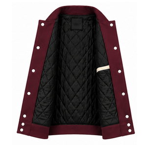 Chaqueta Varsity de Estilo Urbano para Hombre con Logotipo Personalizado del Fabricante OEM, Chaqueta de Lona Teñida Lisa de Alta Demanda con Cuello Alto - Product Image 5