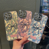 Coque de téléphone portable fantaisie avec protection d'objectif pour iPhone 18 17 Pro Max tous modèles 16 15, antichoc, à pois et nœud
