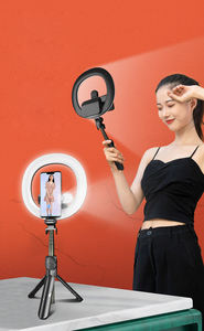 Съемный двойной кольцевой светильник, алюминиевая регулируемая селфи-палка, беспроводная кнопка управления, питание от батареи, кольцевой светильник - Product Image 6