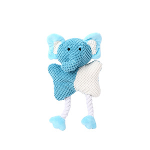Jouets couineurs pour animaux de compagnie, jouets à mâcher durables pour chiens, jouets en peluche en forme d'éléphant avec nœuds en corde, fournitures interactives pour animaux de compagnie en gros. - Product Image 5
