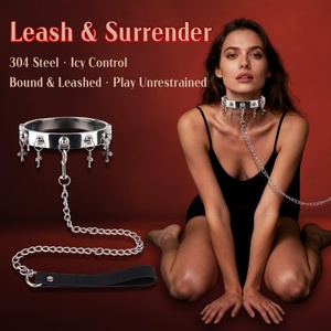 ปลอกคอ BDSM ยี่ห้อ FISTSX พร้อมกระดิ่ง ของเล่นทางเพศแบบเฟติช ปลอกคอโลหะที่เป็นมิตรกับผิวหนังและสายจูง อุปกรณ์พันธนาการสำหรับผู้หญิงและผู้ชาย - Product Image 5