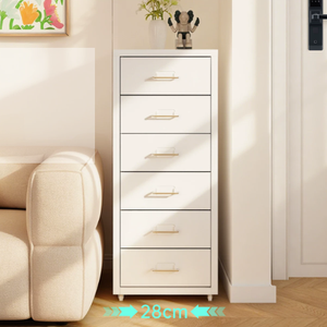 Meuble de rangement moderne Homniture <span class=keywords><strong>Helmer</strong></span> à 5 tiroirs en acier sur roulettes, armoire verticale mince en métal pour bureau, chambre et salon - Product Image 4