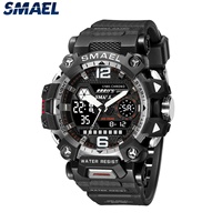 Jam Tangan Olahraga Multifungsi SMAEL 8072 Diver Tonneau dengan Fitur Stopwatch, Alarm, dan Lampu, Tahan Air, Unisex