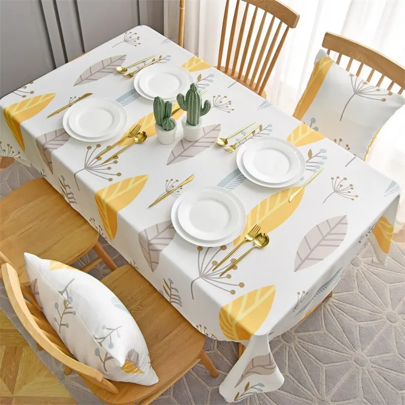 Özel İskandinav tarzı yaprak baskı masa örtüsü, kapalı mutfak yemek masa süsü ile Pastoral sandalye kılıfı masa Slipcover
