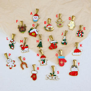 Cadeaux de Noël DIY Gants de Père Noël en acier inoxydable <span class=keywords><strong>Chaussettes</strong></span> Bonhomme de neige Pendentif Collier Plaqué or Bijoux Accessoires Vente en gros - Product Image 3