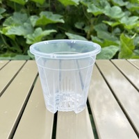 Pot tanaman plastik transparan luar ruangan, Pot bunga plastik Pot tanaman Bonsai anggrek sukulen untuk pertanian dengan celah drainase