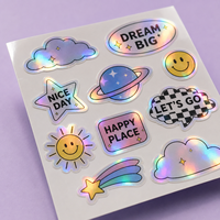 Autocollants en vinyle brillant personnalisés - Réutilisables, écologiques, durables, motifs de dessins animés mignons avec bords découpés pour carnets et agendas