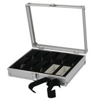 Caja de aluminio con 12 ranuras para relojes, caja de almacenamiento para exhibición de joyas, caja cuadrada de ante, contenedor interior, ataúd para reloj, 1 ud.