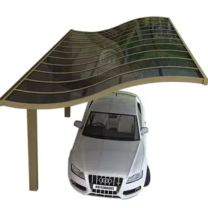 Luxury Sloped Single Shelter Freestanding Crued Roof Polycarbonate Car Porch