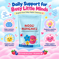 Gummies au Safran Haute Puissance pour Enfants, 60 Unités, Saveur Baies Naturelles, pour l'Équilibre de l'Humeur et la Concentration, Complément Alimentaire OEM&ODM